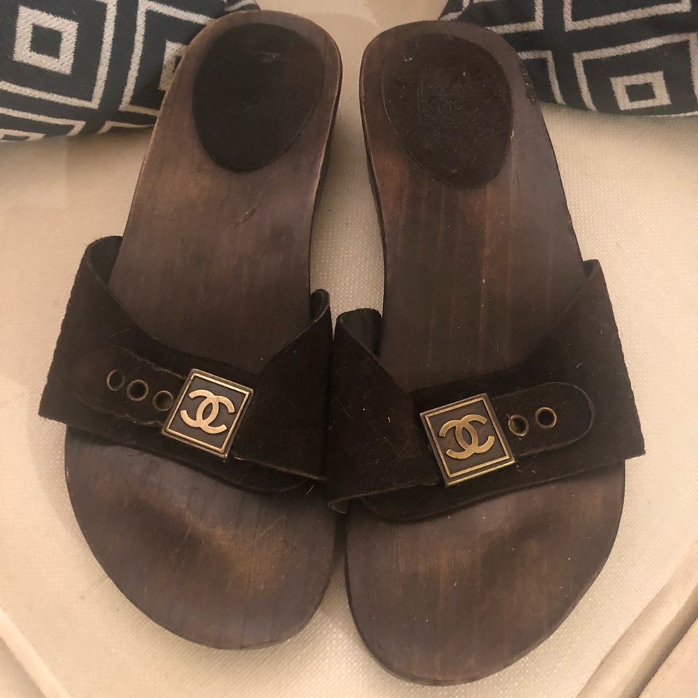 Chanel wood slides